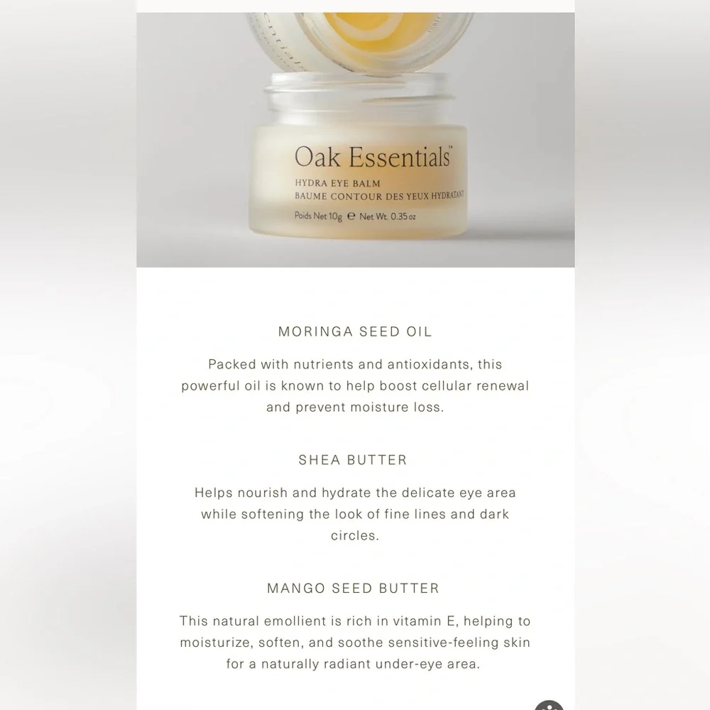 Oak Essentials x Jenni Kayne Full Sized Hydra Eye Balm 10g/0.35oz Retail $55 - Picture 3 of 15
